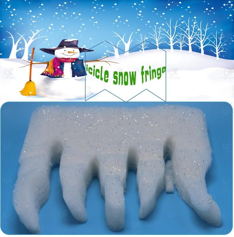 Fire Proof White Glittered Artificial Christmas Craft Icicle Snow Fringe