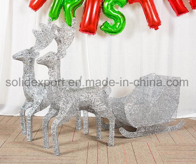 Iron Christmas Elk Display Decorations Christmas Deer Pull Cart Decoration