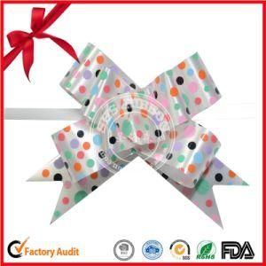 Polyester Polka DOT Printed Butterfly Pull Bow for Holiday Decoration