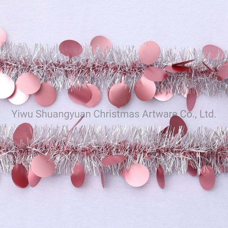 Christmas Pet Tinsel Garland Wreath for Holiday Wedding Party Decoration Supplies Hook Ornament Craft Gifts