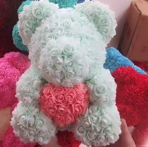 Hot Popular Sales Custom Wedding Gift Artificial Preserved Rose Bear 40cm