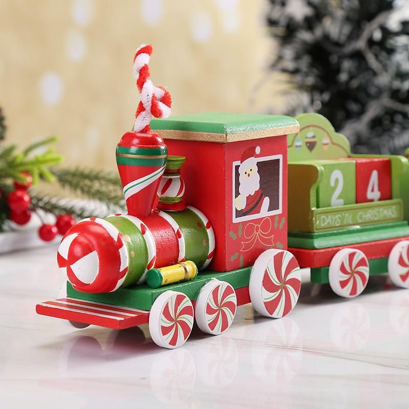 Christmas Wooden Toys Tabletop Decoration Calendar Navidad Train Christmas Innovative Gift Kid Toys