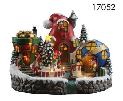 Lighthouse Christmas Village Christmas Village Figurines Christmas Ballet Theatre with LED Lights Rotation