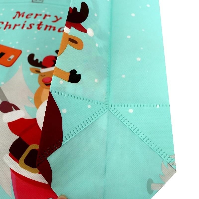 Cheap Ultrasonic Wave Light Customized Reusable Foldable PP Non Woven Gift Bag Christmas