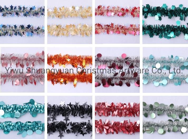 Pet Material Christmas Tinsel Garland with Ornaments Decorate