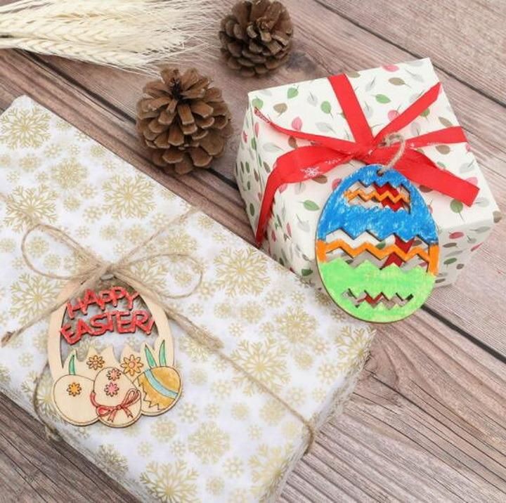 DIY Wooden Egg Design Wooden Christmas Ornaments Kids Crafts Hanging Ornaments Xmas Decoration Easter Blank Wood to Paint