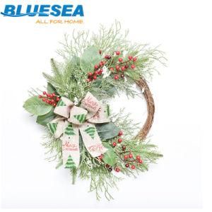 50cm Red Fruit PE White Leaf Grass Half Ring Shopping Mall Hotel Door and Window Ornaments