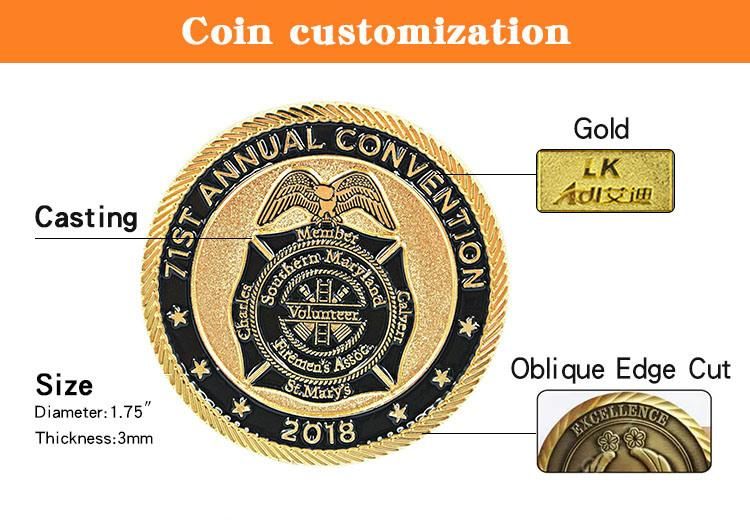 High Quality Custom Gold Plating Colorful 3D USN Military Challenge Souvenir Coin