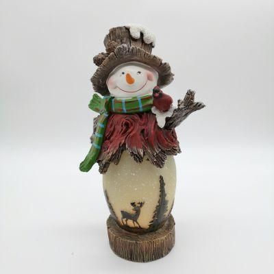 Joyful Christmas Snowman Resin Table Decorations with LED Lights