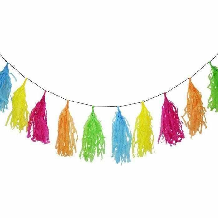 Blue Tissue Paper Tassels Garland Gold Garland Bunting POM POM for Nursery Decorations Tassel Paper