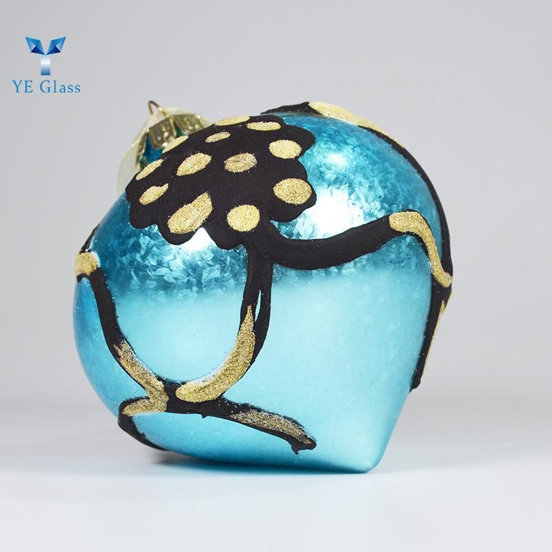 Customized Blue Christmas Balls with Black Pattern Gold Sequins
