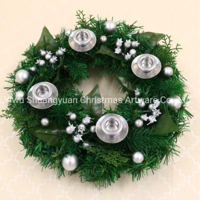 2021 New Design Silvery Metal Candle Holder Wreath Christmas Decoration Wreath