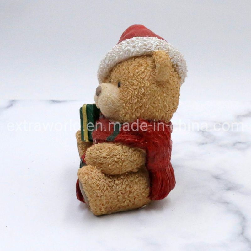 Christmas Gifts Polyresin Cute Bear Toy Ornaments Home Decoration