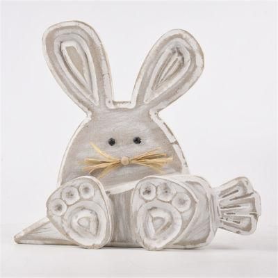 New Design Factory Ornaments Handmade Wooden Easter Bunny Decoration