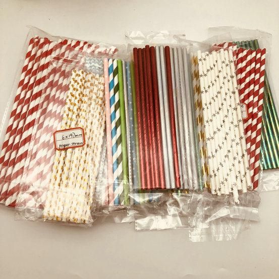 Eco Friendly 6*197mm High Quality Biodegradable Coloured Drinking Paper Straw