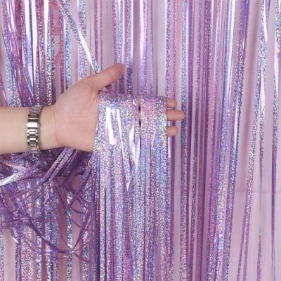 Foil Tinsel Party Curtain Decoration Halloween Birthday Wedding Stage Backdrop Curtains 1*2m