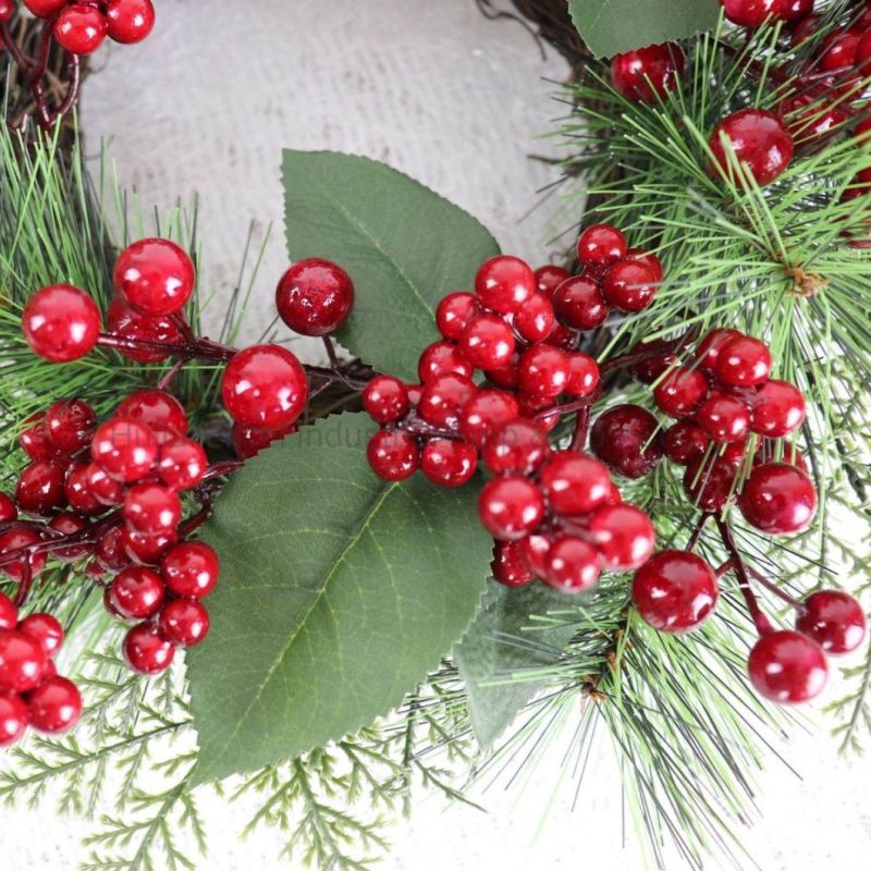 Christmas Rattan Ring Artificial Berry Rattan Wreath Plastic Pine Needle Garland