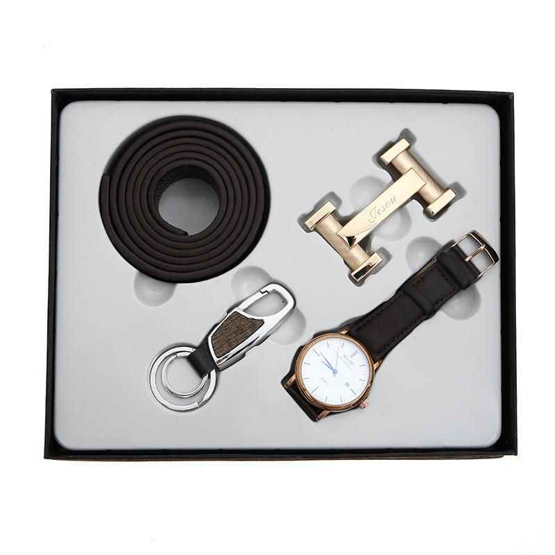Creative Father′s Day Business Gift Set with Watch Belt and Keychain for Men