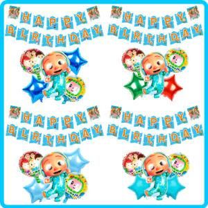 Cartoon Watermelon Bbirthday Banner Cocomelon Party Decoration Balloon Set