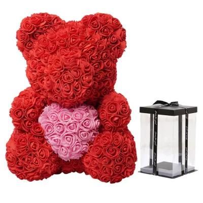 25cm Rose Bear Popular and Premium Bloom Bear Wholesale PE Foam Rose Bear for Valentines Day Gifts
