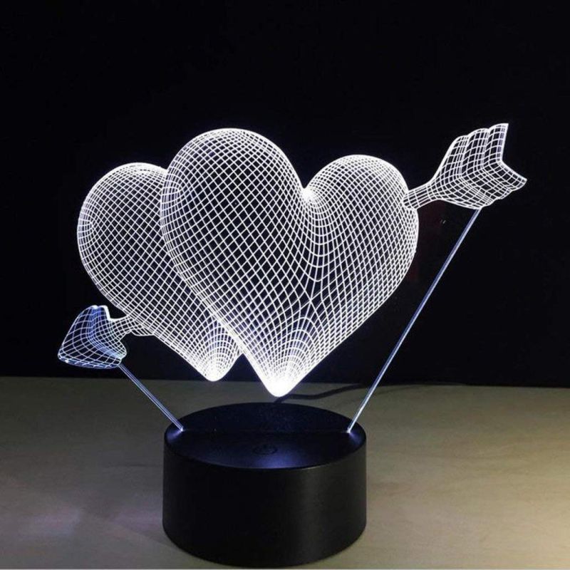 Romantic 3D Glow LED Night Light 7 Colors Optical Illusion Lamp Touch Sensor