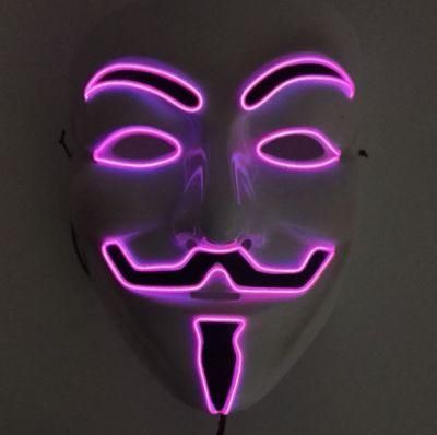 EL Wire Light up V for Vendetta Mask Halloween Costume