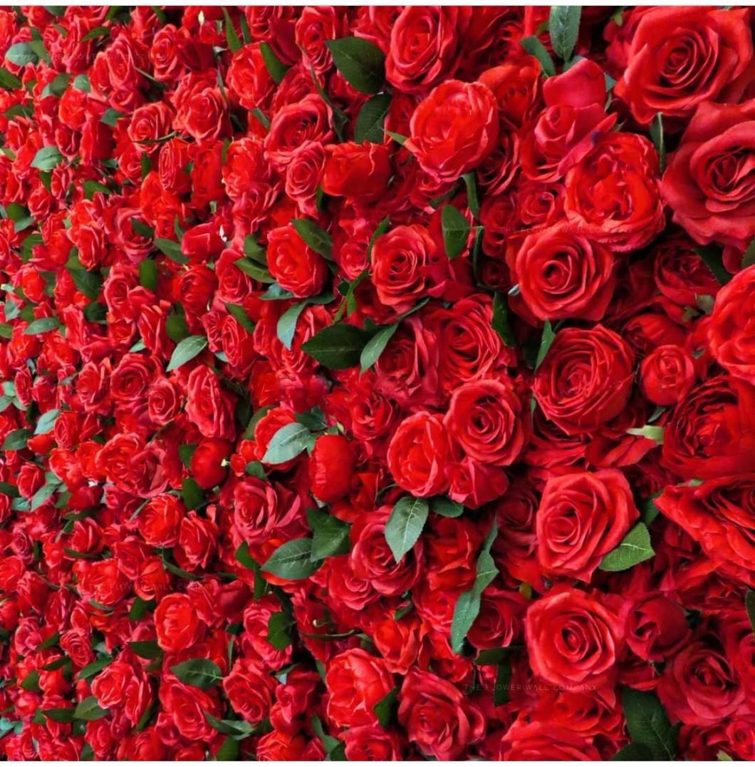 Silk Flower Wall Red Rose Flower Wall Panel for Wedding Decor Different Types to Customize Latest Designs Backdrop