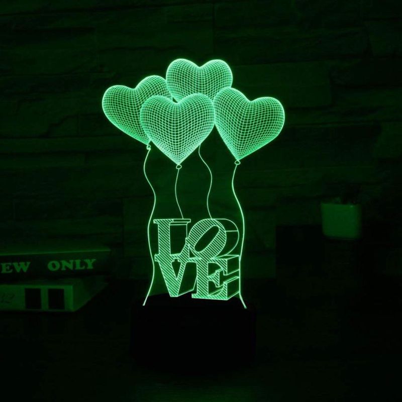 Colorful 3D LED Lamp 3D Visualization Love Lamp Valentines Gifts