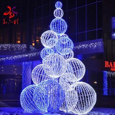 Outdoor Metal Frame Giant Artificial Gift Box LED Christmas Tree