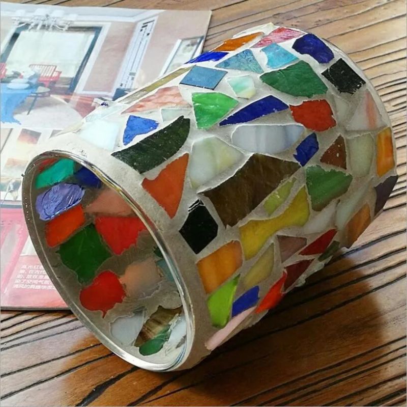 Vss Hand Made Christmas Present Mosaic Votive Glass Candle Container