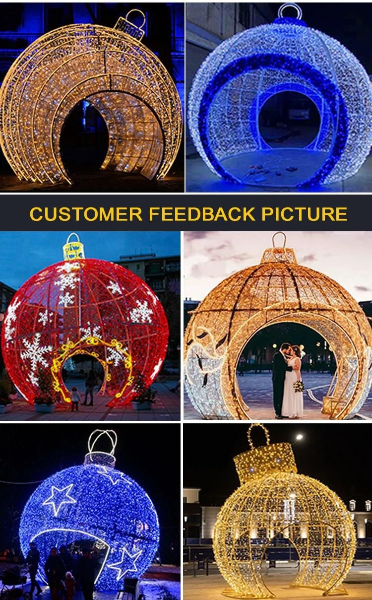 2022 New Year Giant Outdoor Commercial Lighted Walk Through Arch LED Christmas Ball Motif Lights