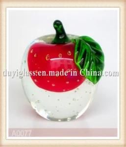Fruit Red Apple Glass Craft for Decoration with Marble