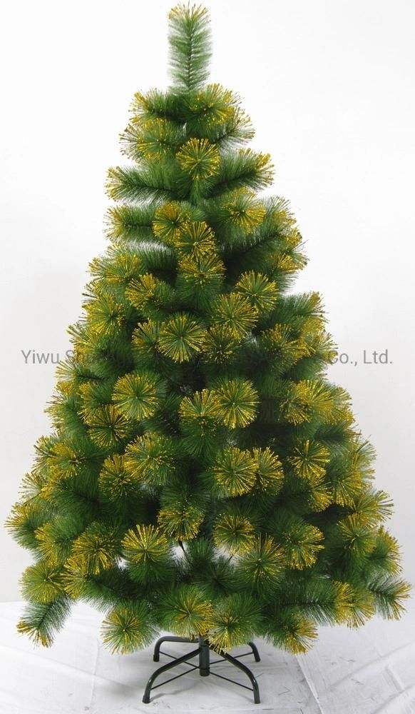 120cm Green PE PVC Artificial Christmas Tree with Leaf Pinecone Snow Red Berry