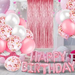 Pink Letter Happy Birthday Balloon Birthday Party Decor Latex Balloon