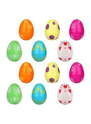 4PCS Easter Day Fillable Hanging Plastic Printed Colorful Eggs with Hollow Empty Space
