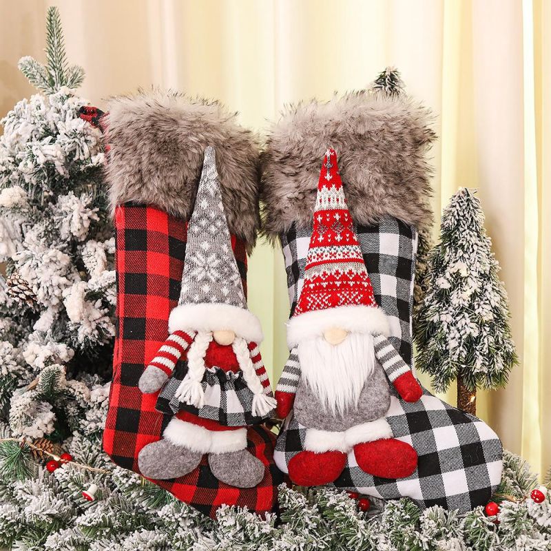 Christmas Decorations Three-Dimensional Figures Checkered Christmas Stockings Christmas Tree Pendants Gifts Gifts Candy Bags Pendants