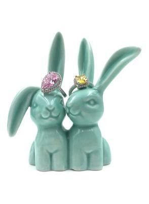 Easter Day Table Decoration Ceramic Bunny Ring Holder 3.55 Inch Ceramic Ring Holder