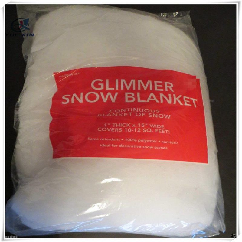 Soft Snow Polyester Flame Retardant Iridescent Flakes Glimmer Snow Blanket