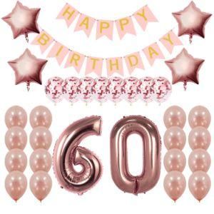 Umiss Rose Gold 60th Birthday Decorations Party Supplies Gifts for Women Incluidng Birthday Banner Confetti Balloons