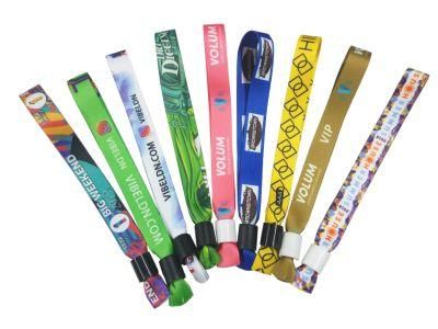 Promotional Eco-Friendly Adjustable Polyester Festival Fabric Wristband for Party