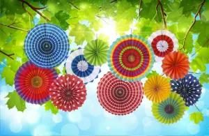 Umiss Paper Fans Christmas Wedding Event Party Hanging Decoration OEM