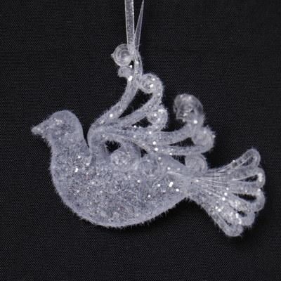 Wholesale Cute Christmas Tree Decoration Glitter Arylic Hanging Ornament Pigeon
