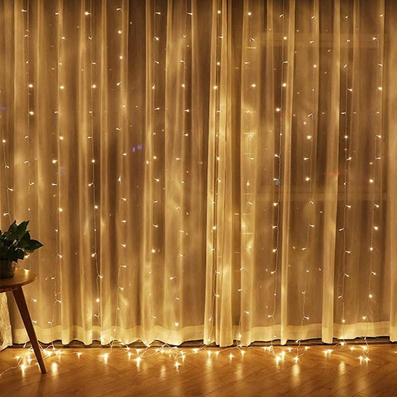 Outdoor Indoor Wall Decorations 300 LED Window Curtain String Light