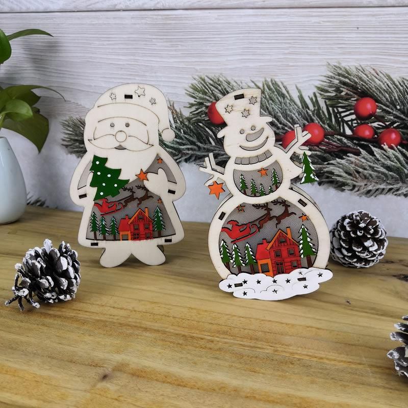 Cross-Border New Santa, Snowman, Wooden Lighting, Shopping Window Decoration, Props, Supplies, Children′ S Gifts Ornaments
