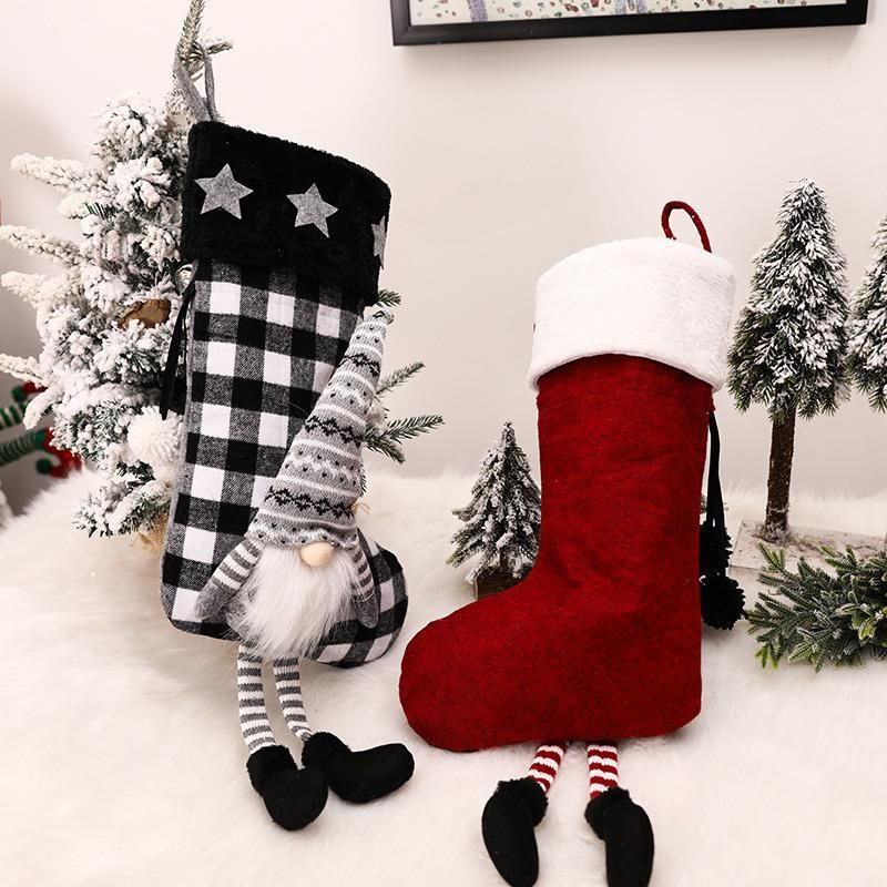 New Red and Black Gingham Christmas Stockings, Christmas Decorations, Gift Bags and Decorations