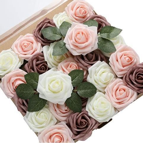 Amazon Artificial Flowers Foam Roses 25PCS Real Looking Fake Roses with Stems for DIY Wedding Bouquets Centerpieces Baby Shower Party Home Decorations