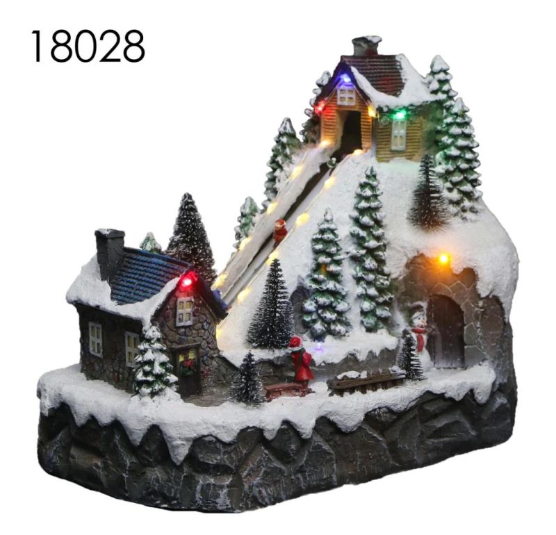 Hot Sale of The Stump House Comes with LED Lights and a Christmas Tree Spin Featurewith 8 Songs Music for Decorations