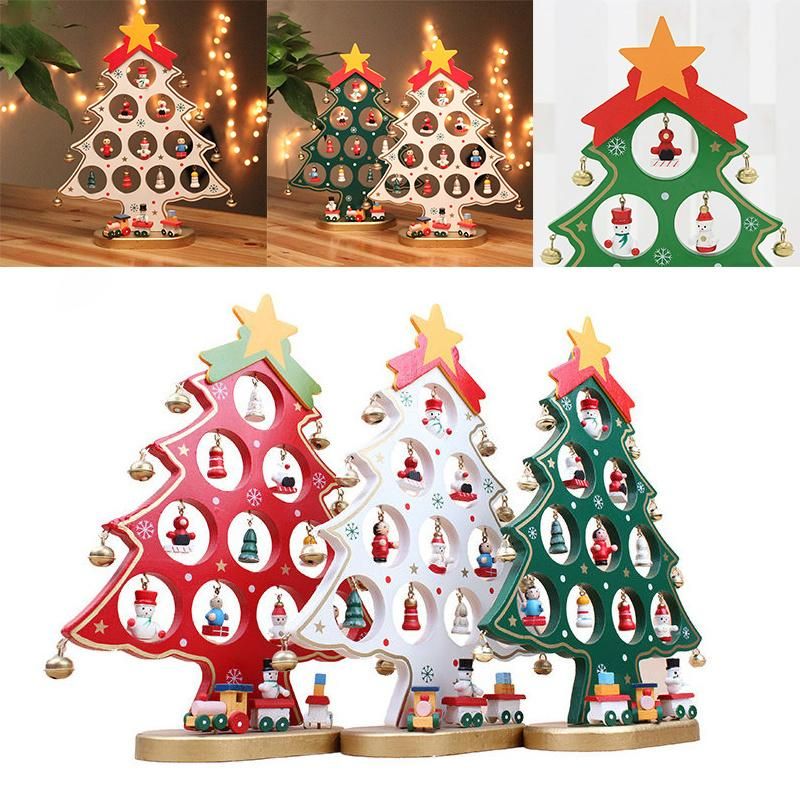 Christmas Xmas Table Decoration Wood Tree Ornaments