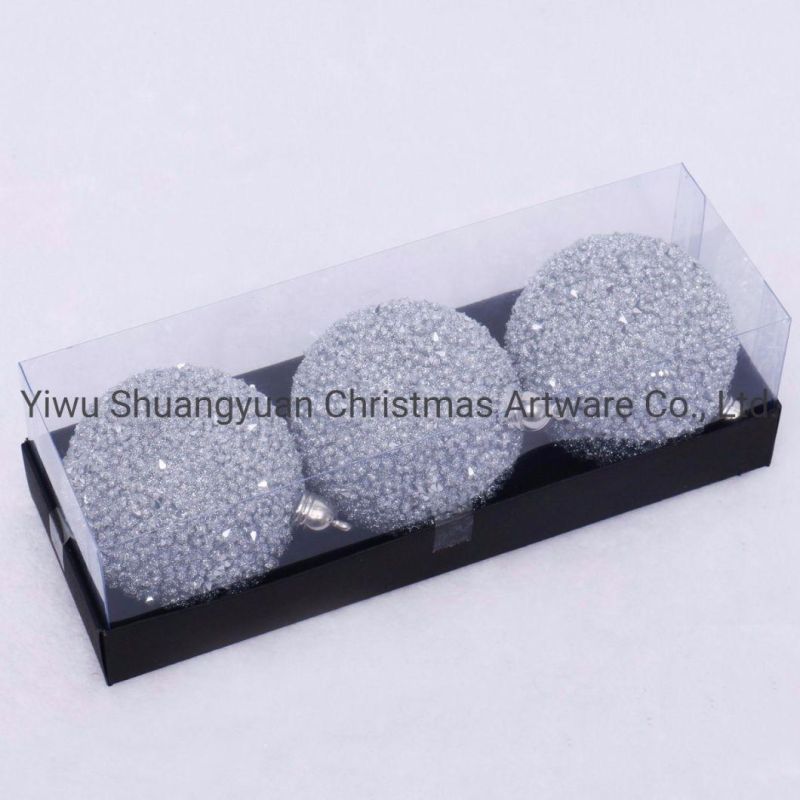 8cm Silver Christmas Glitter Ball Christmas Ball Decoration