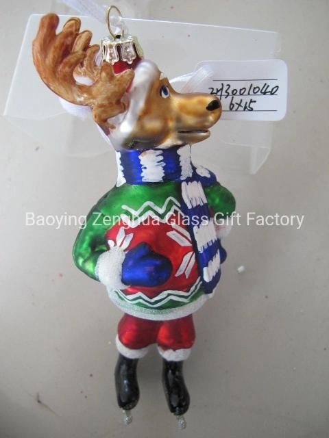 Boutique Dog Glass Craft for Christmas Decoration